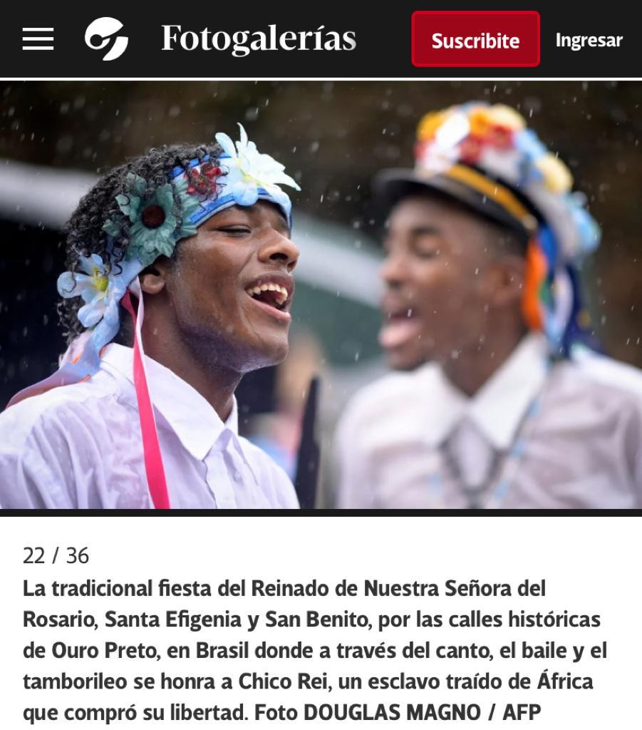 Foto tirada na festa do Reinado, em Ouro Preto, é destaque no jornal Clarín, da Argentina