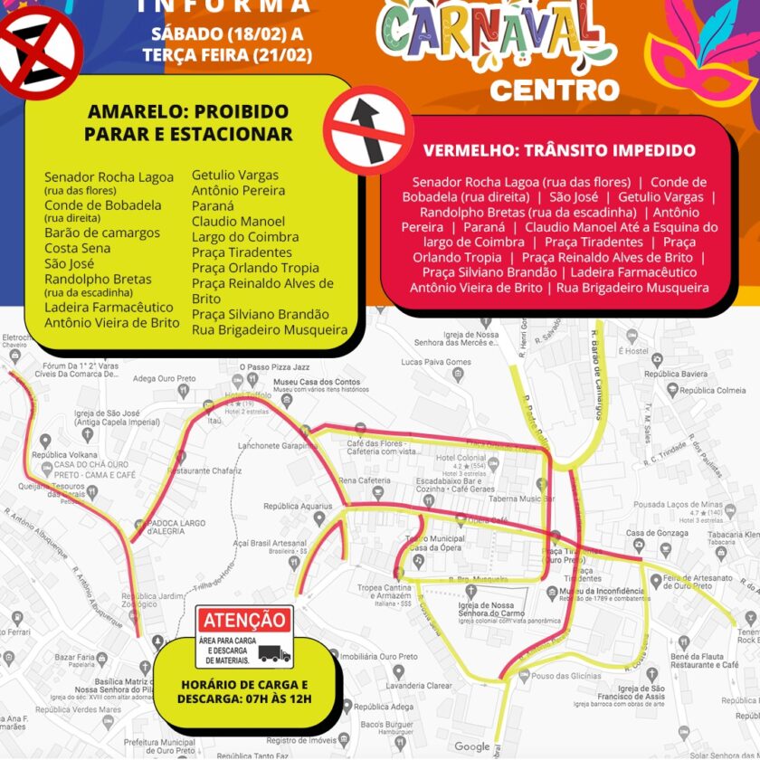 Saiba como fica o trânsito durante o Carnaval de Ouro Preto