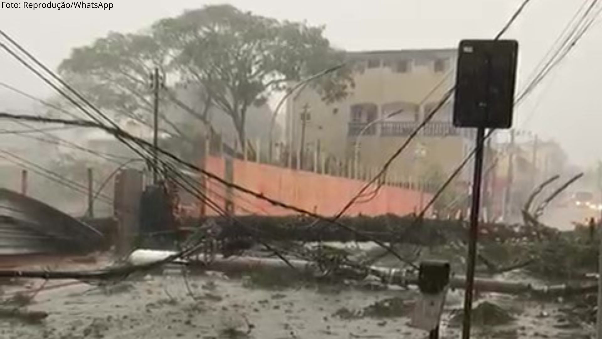 Chuva forte com granizo causa alagamentos, quedas de postes e de árvores em Itabirito; veja vídeos