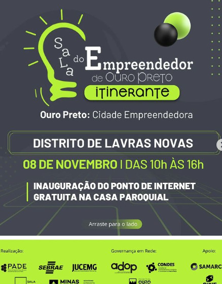 Sala do Empreendedor Itinerante vai a Lavras Novas com ponto de internet gratuita