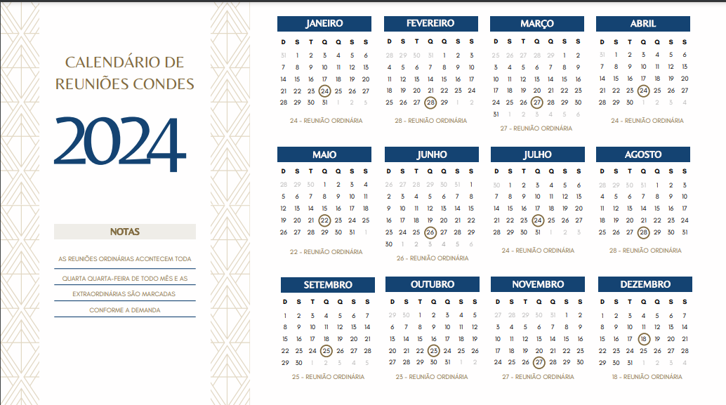 CONDES de Ouro Preto anuncia calendário de reuniões de 2024