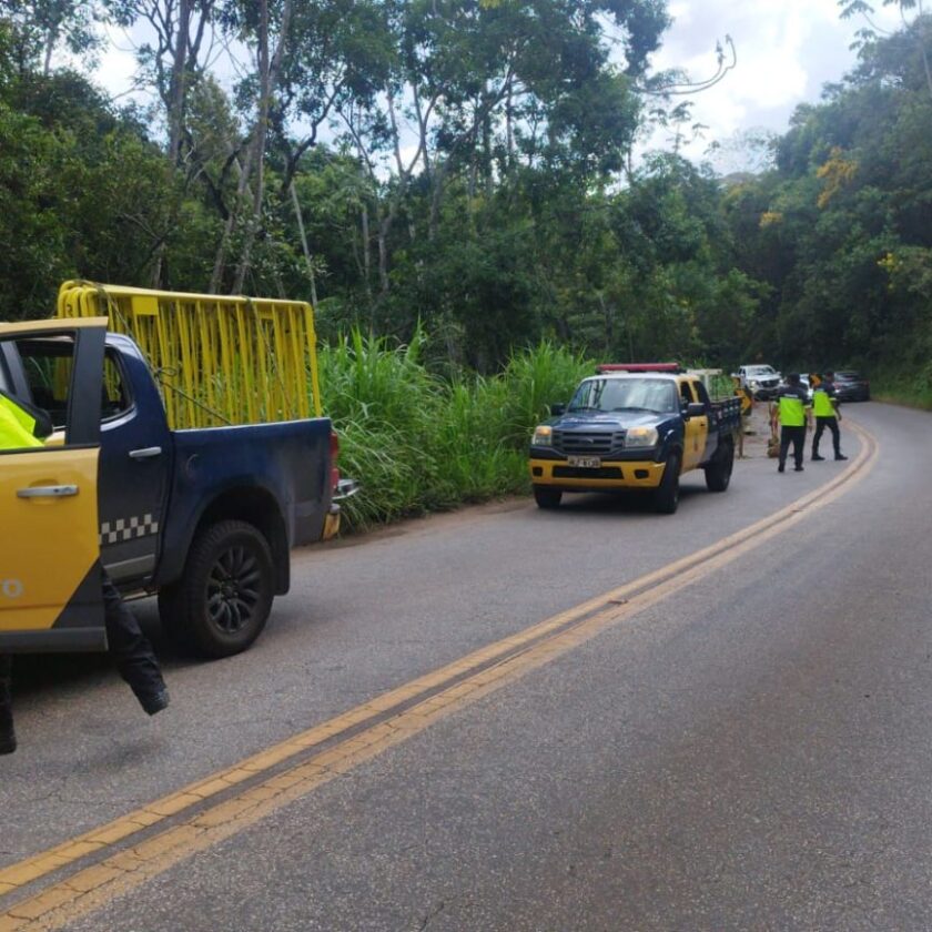 Veículos pesados não devem transitar em trecho da MG-129 em Ouro Branco; risco alto de deslizamento