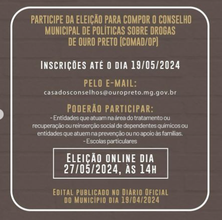 Conselho Municipal de Políticas sobre Drogas de Ouro Preto realiza eleição para composição