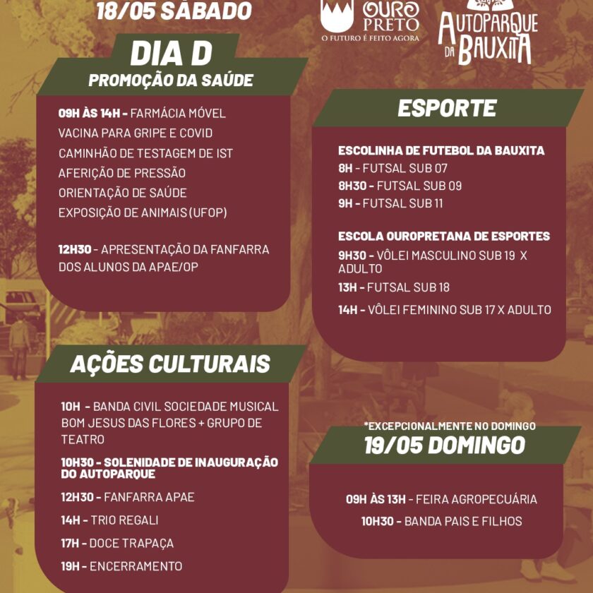 Inauguração do Autoparque da Bauxita acontece neste sábado (18) em Ouro Preto