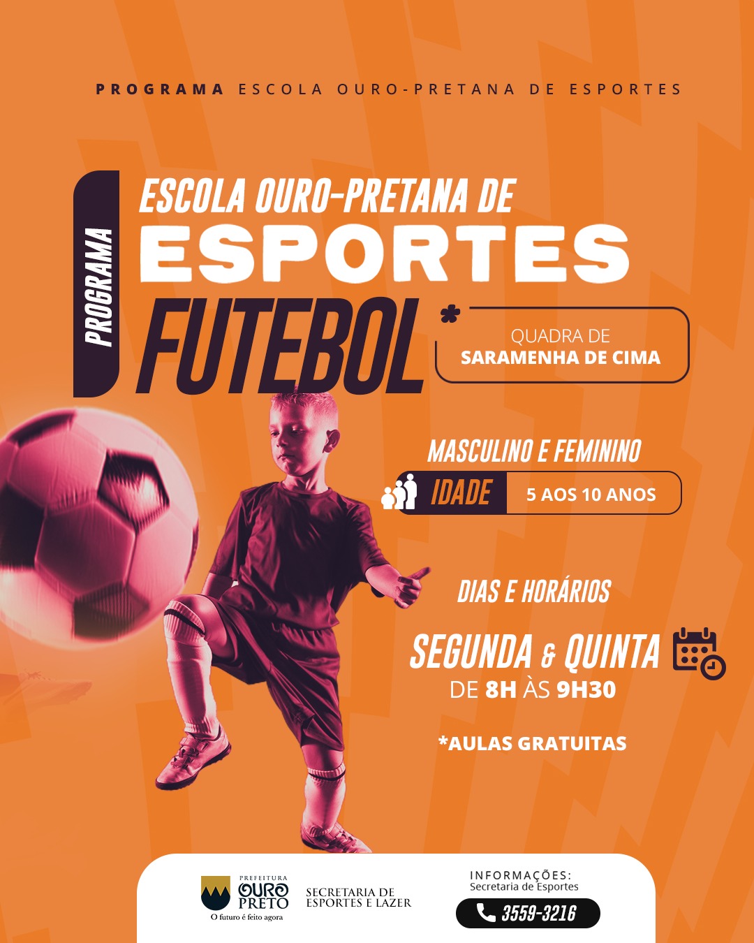 Inscrições abertas para Escolinha de futebol em Saramenha